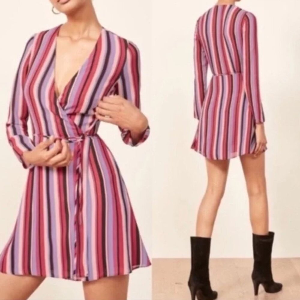 NWT Reformation | Gjelina Anya Dress Luisa Stripe Long Sleeve Mini Dress | Small - Picture 2 of 13
